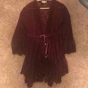 Burgundy lace tunic